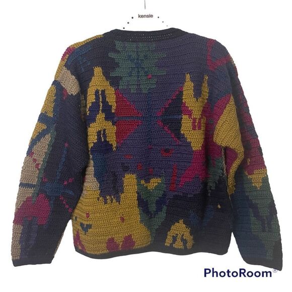 Peruvian Connection vintage cardigan button sweater RARE - Picture 9 of 9